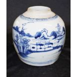 Early Chinese blue & white ceramic ginger jar