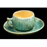 Retro French Pierrefonds pottery teacup & saucer