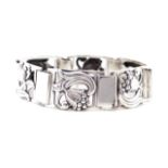 Vintage Danish silver floral panel bracelet