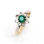 Gemstone and two tone 9ct gold cluster ring