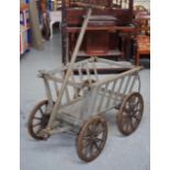Rustic wood trolley cart