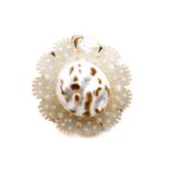 Blister pearl and 9ct rose gold flower pendant