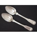 Rare pair Chinese sterling silver serving spoons