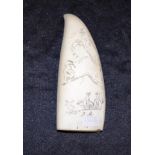 Early whales tooth scrimshaw