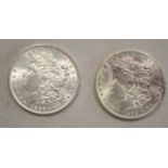 Two nUNC 1890s American silver one dollar coins