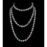 Rope length pearl necklace