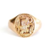 Early 20th C. rose gold signet ring