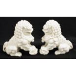 Pair of alabaster marble foo dogs