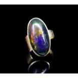 Matrix opal and 14ct yellow gold ring