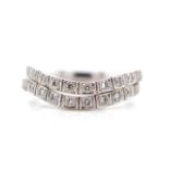 Two diamond set 18ct white gold curved rings
