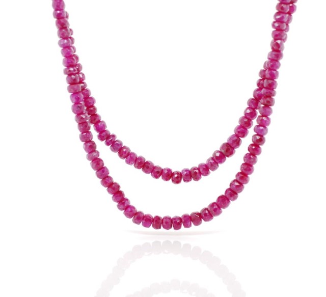 Double strand ruby beaded necklace