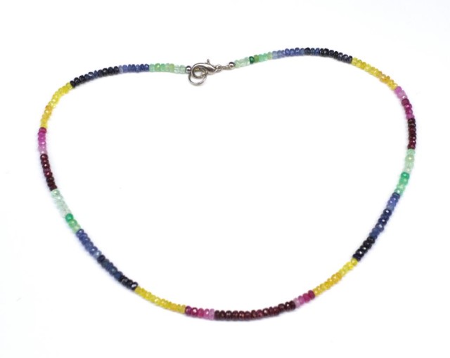 Single strand rainbow sapphire beaded necklace - Image 2 of 2