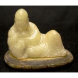 Chinese carved jade Buddha figure on stand