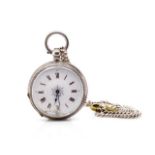 Ladies silver open face pocket watch