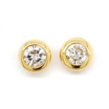 Diamond and 18ct yellow gold stud earrings