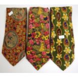 Three designer men's silk ties
