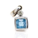 Topaz and diamond 9ct white gold pendant