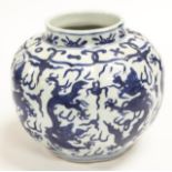 Chinese blue & white dragon vase