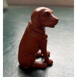 Boxwood netsuke in form of a dog