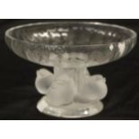 Lalique France crystal footed bowl with four birds