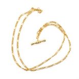 9ct yellow gold figaro chain necklace and t-bar