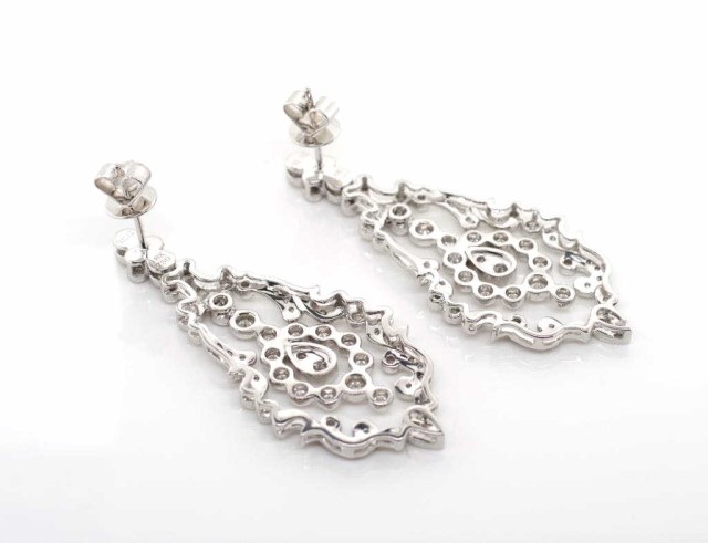 Edwardian style diamond drop earrings - Image 2 of 2