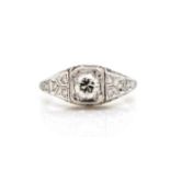 0.35ct diamond and 18ct white gold Art deco ring