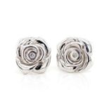 9ct white gold rose flower stud earrings