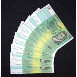 Ten Australian $2 Johnson Stone banknotes