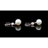 South sea pearl and 18ct white gold earrings