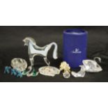 Quantity of glass / crystal figurines and dishes