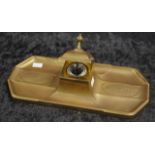 Early WMF brass inkwell & pen stand