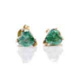 Green gemstone and 9ct yellow gold stud earrings