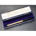 Cased 'Swan' part gold plated fountain pen