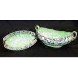 Two Green Maling "thumb print" bowls