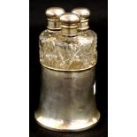 George V set silver & crystal scent bottles