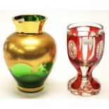 Vintage flashed glass goblet form vase