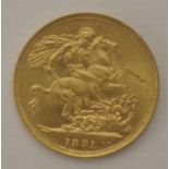 Queen Victoria 1891 gold sovereign