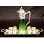 Art Nouveau German silver liqueur set