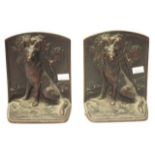 Pair Australian bronze 'Sheepdog' bookends