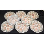 Set eight Sarreguemines oyster plates