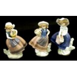 Three Lladro Girl with Flowers figures