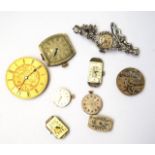 Lady's marcasite wrist watch & various watch parts