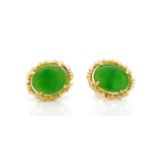 Jade and 18ct yellow gold stud earrings