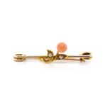 Antique coral, seed pearl and yellow gold