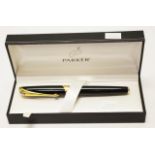 Parker Ellipse black lacquer & gilt fountain pen