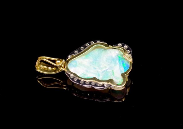 Carved opal, diamond and 18ct yellow gold enhancer - Image 7 of 7