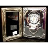 Sterling silver photo frame with clock
