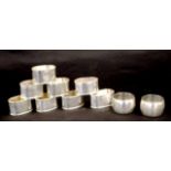 Set eight Mexican silver napkin rings