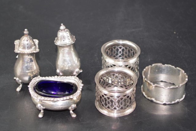 Collection of sterling silver table items
